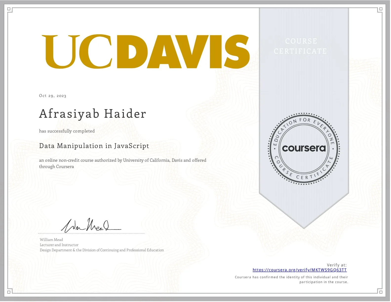 Data Manipulation in JavaScript (Coursera)
